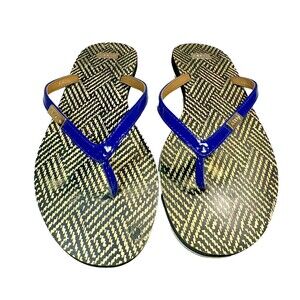 AERIN Georgette Glossy Bright Blue Thong Flip Flops Size 8